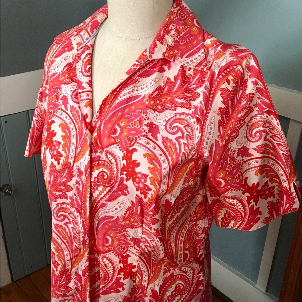Land’s End SS Paisley No Iron Pinpoint Oxford Size 10 NWOT